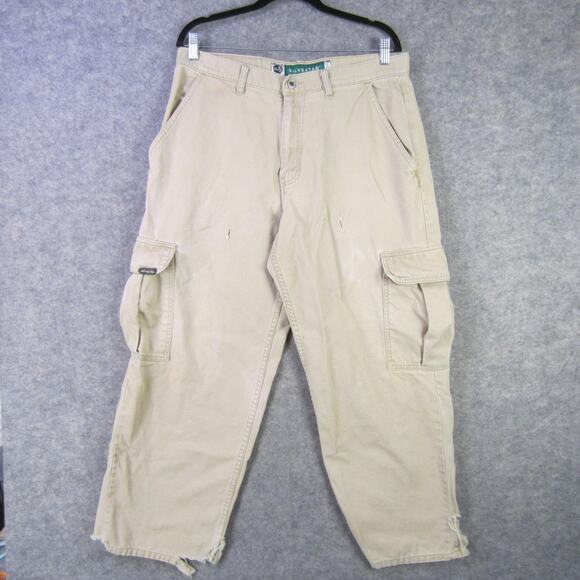 Vintage Levis SilverTab Pants Mens 34x30 Khaki Cargo Baggy Distressed 90s Y2K - Picture 1 of 10